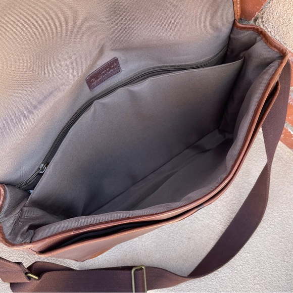 VTG Buxton 💼 Leather Flap Clip Laptop/Briefcase/Messenger Bag in 2-Tone Brown - Picture 11 of 15